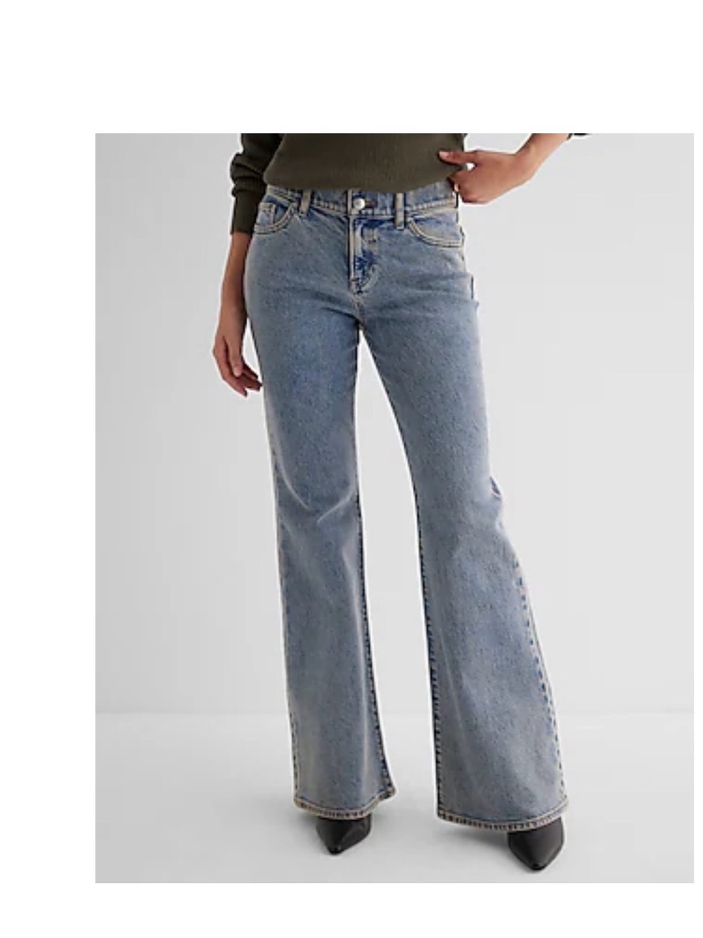 Express Light Blue High-Rise Flare Jeans